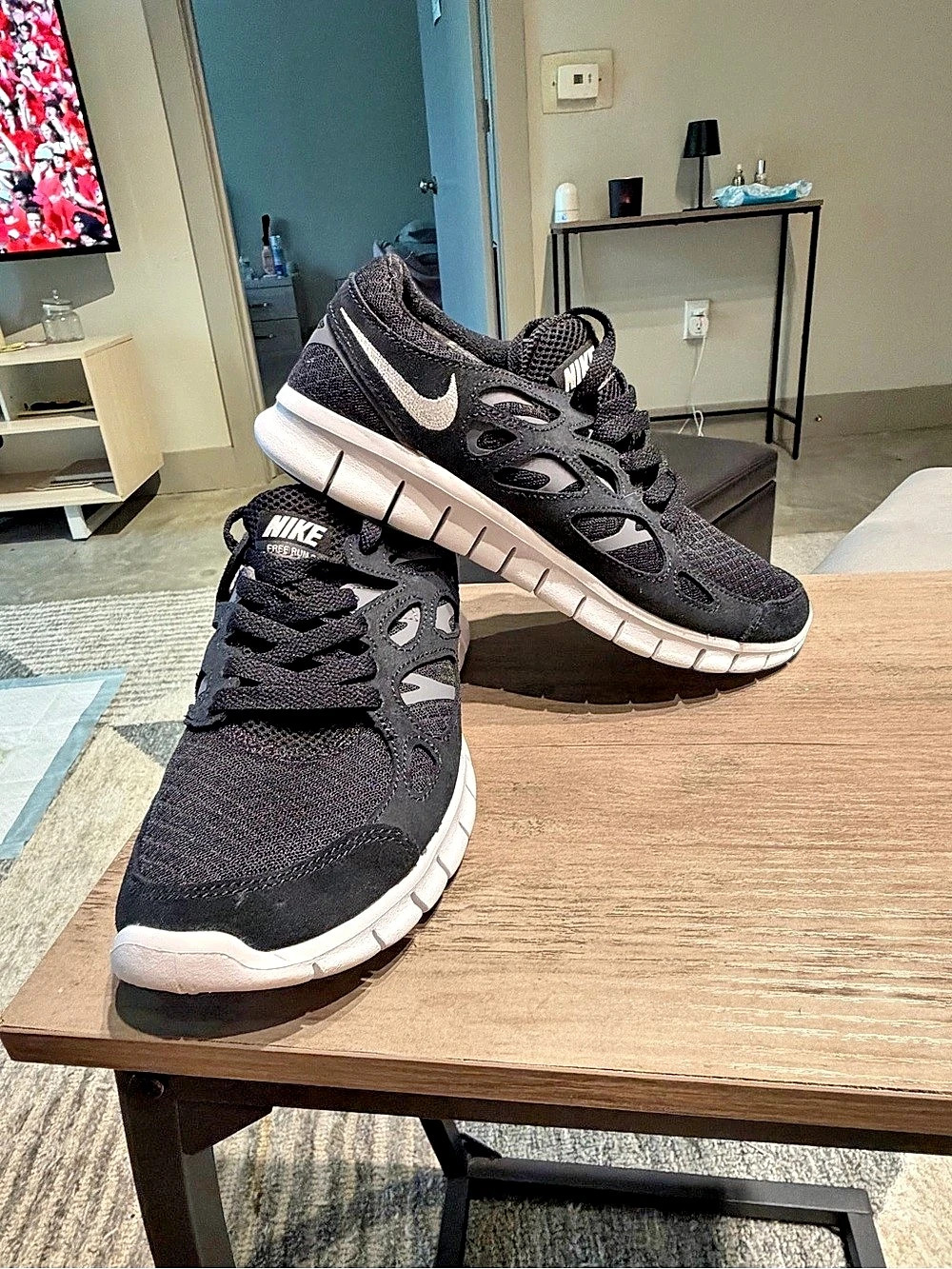Womens Nike Free Run 2 Shoes black/grey - Size 8